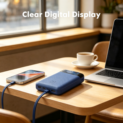20000mAh Power Bank with 4 Built-In Cables